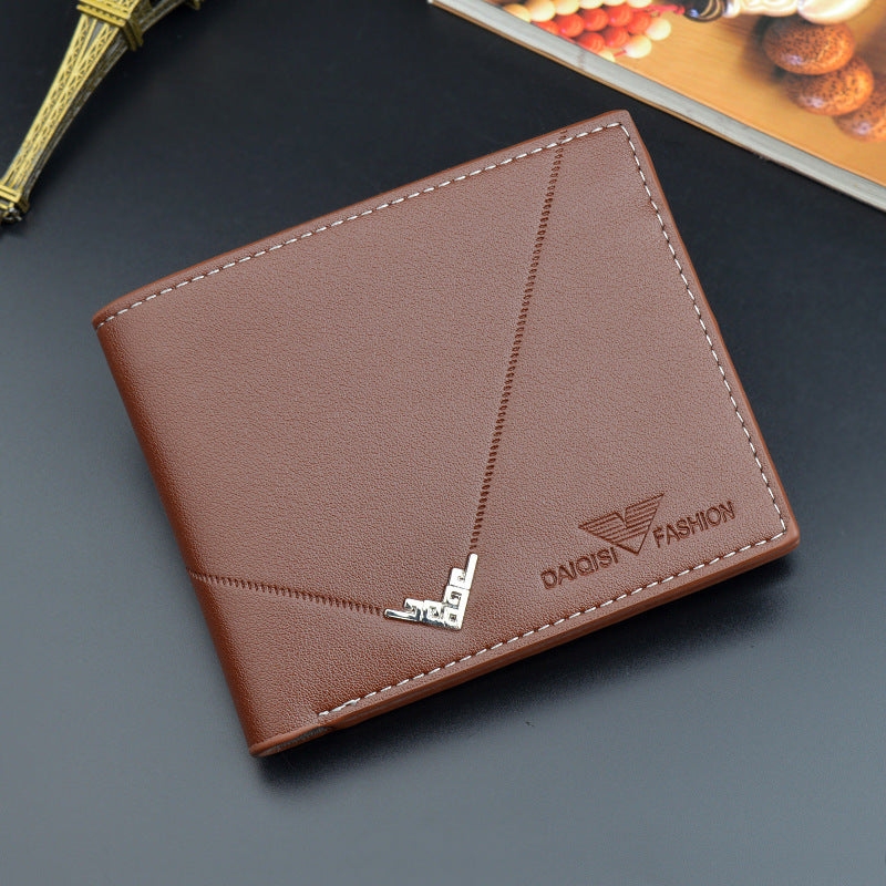 Men's Male Youth Fashion Thin Multiple Slots Inner Zipper Horizontal Business Men's Wallet