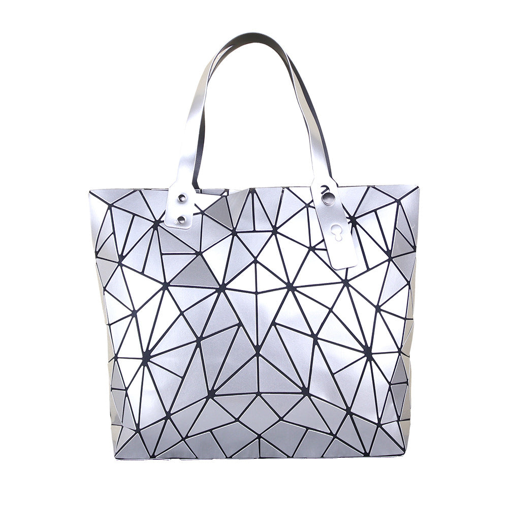 Women's Geometric Rhombus Glossy Large Capacity Changeable Shoulder Bags