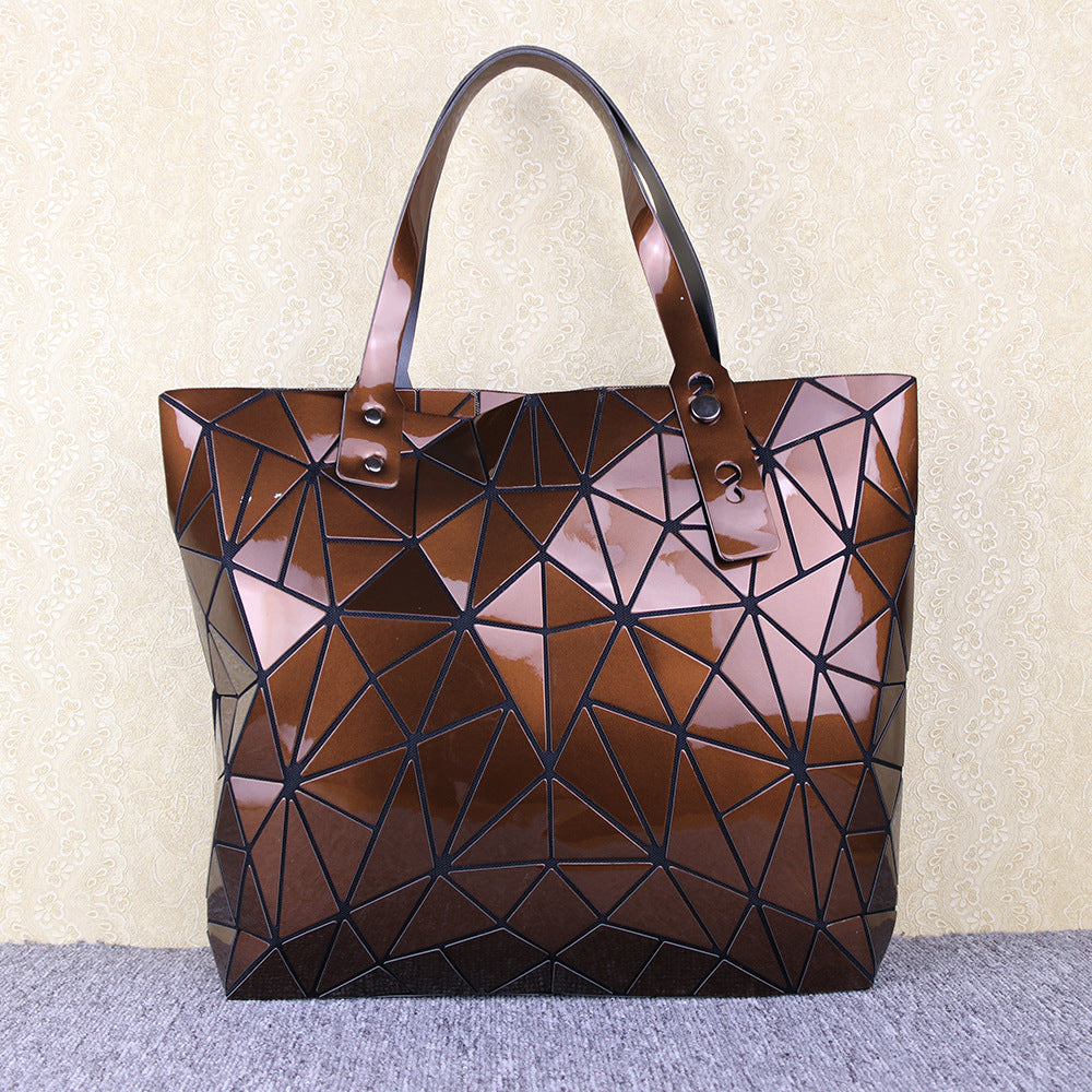 Women's Geometric Rhombus Glossy Large Capacity Changeable Shoulder Bags