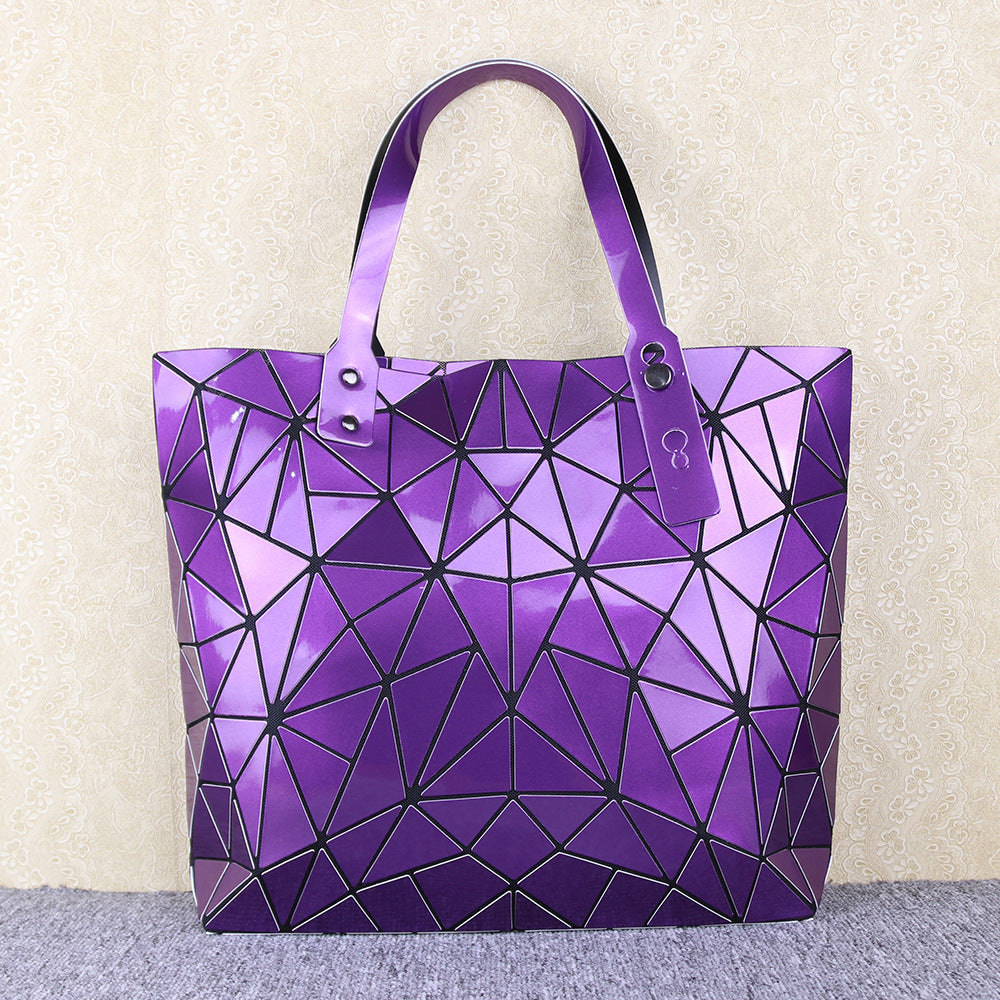 Women's Geometric Rhombus Glossy Large Capacity Changeable Shoulder Bags