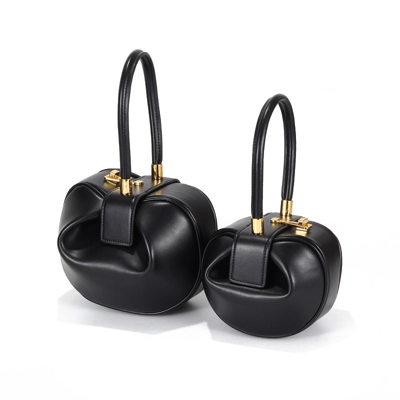 Women's Versatile Design Vintage Wonton Dumpling Genuine Handbags