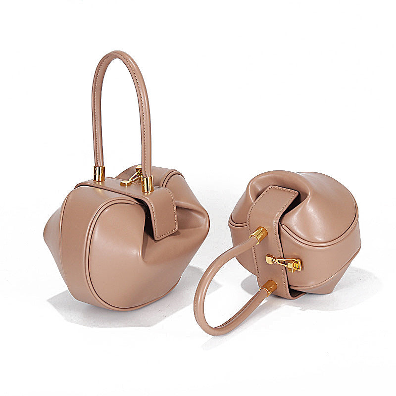 Women's Versatile Design Vintage Wonton Dumpling Genuine Handbags