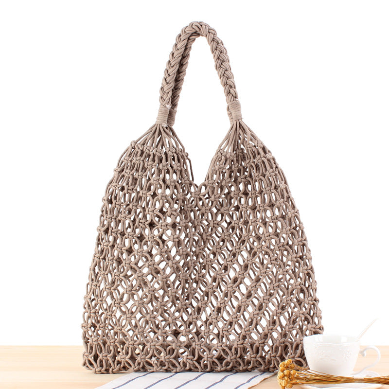 Women's Mori Style Straw Degrees Handmade Cotton Shoulder Bags