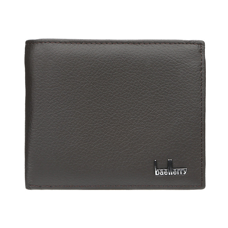 Men's Thin Short Litchi Pattern Dollar Cowhide Men's Wallets