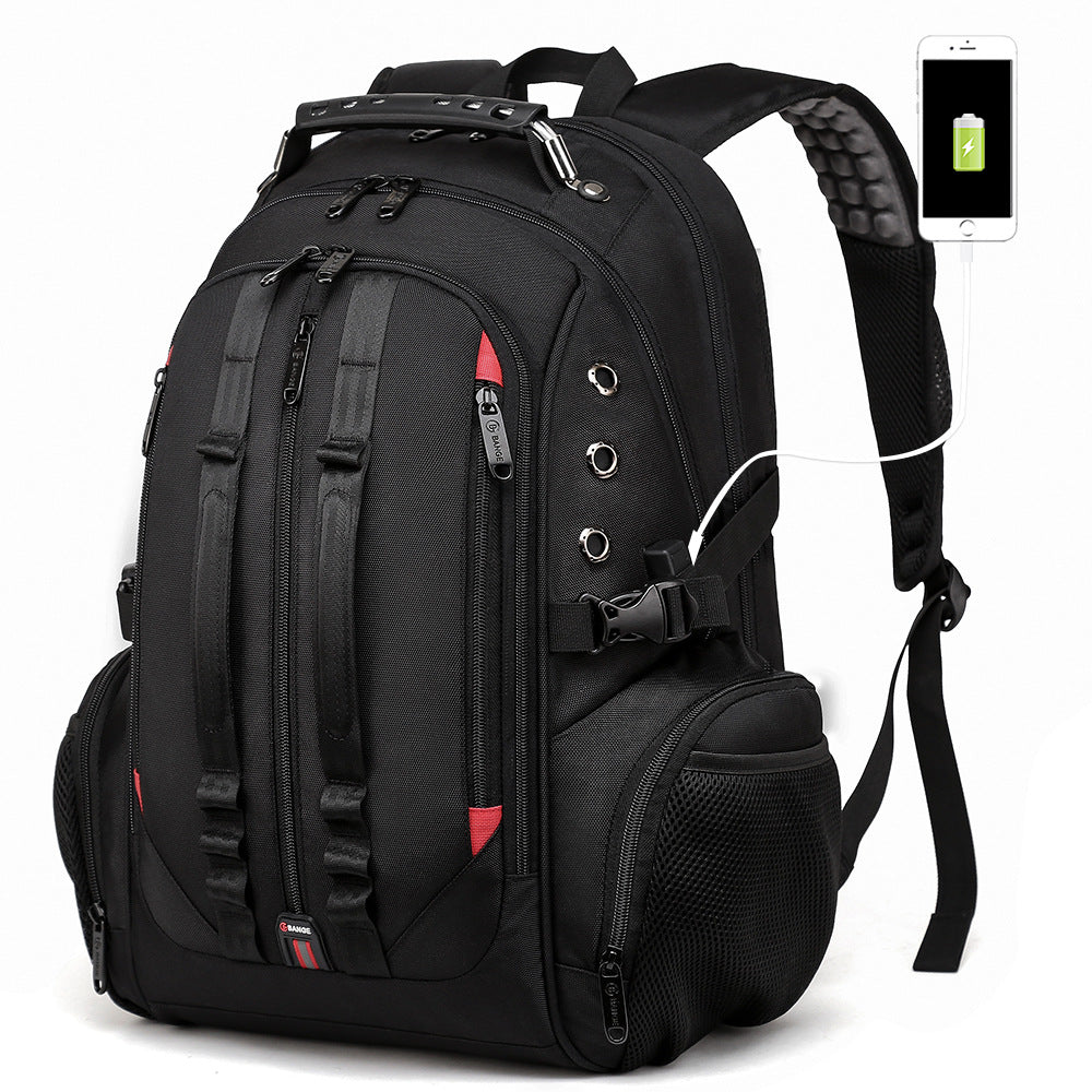 Men's Bange Waterproof Earplug Hole Charging Large Backpacks