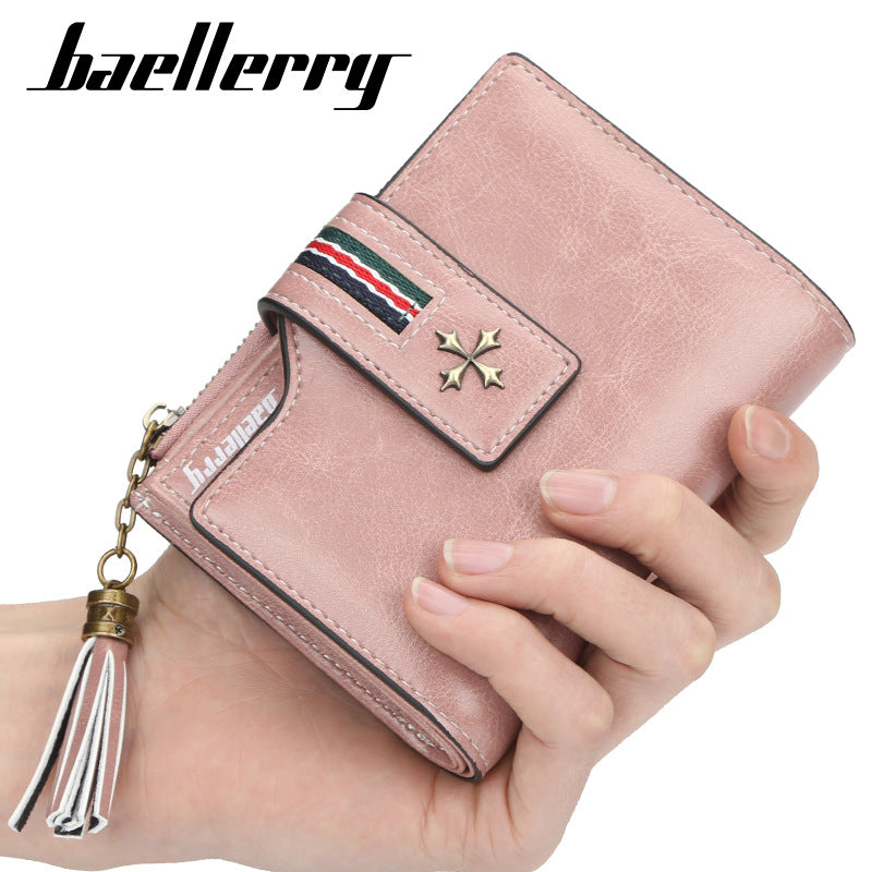 Creative Women's Personalized Tassel Zipper Short Ladies Wallets