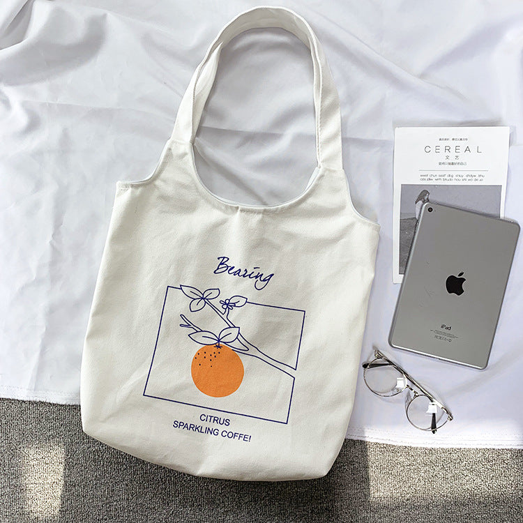 Female Fruit Orange Artistic College Simple Portable Shoulder Bags