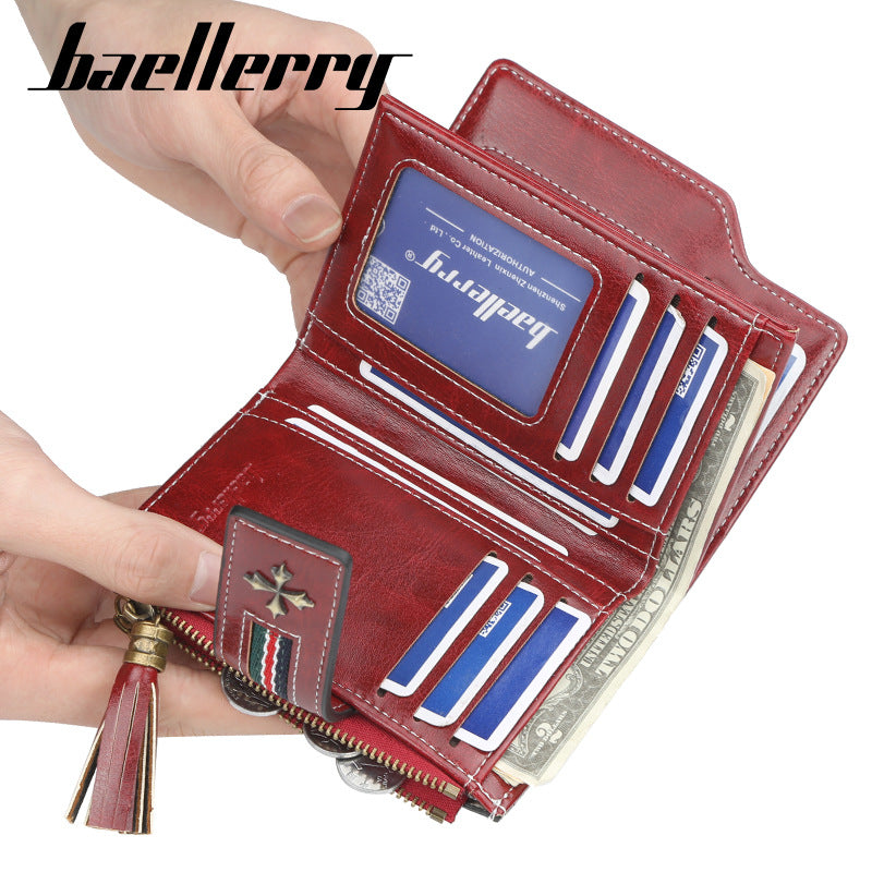Creative Women's Personalized Tassel Zipper Short Ladies Wallets