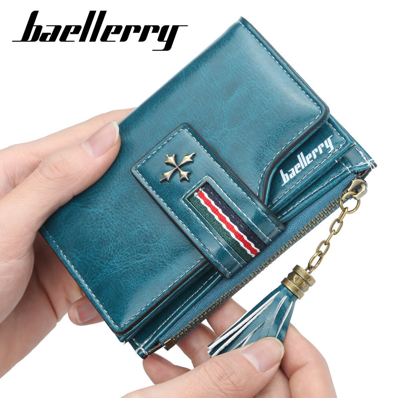 Creative Women's Personalized Tassel Zipper Short Ladies Wallets