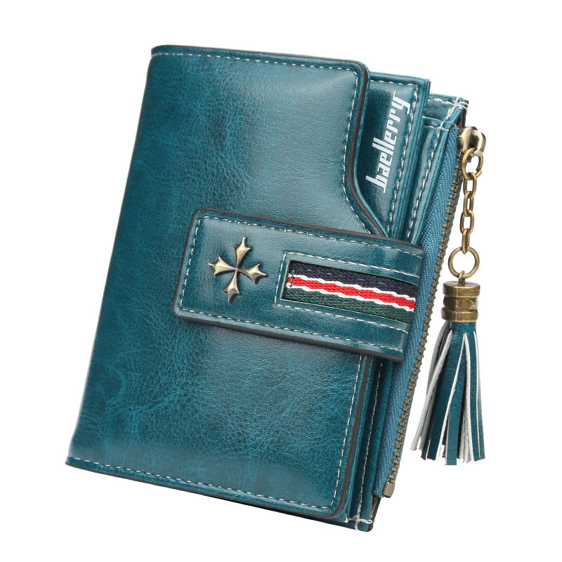 Creative Women's Personalized Tassel Zipper Short Ladies Wallets