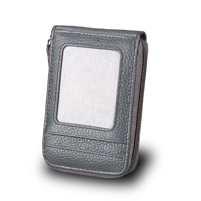 Men's First Layer Cowhide Expanding Genuine Leather Card Holder