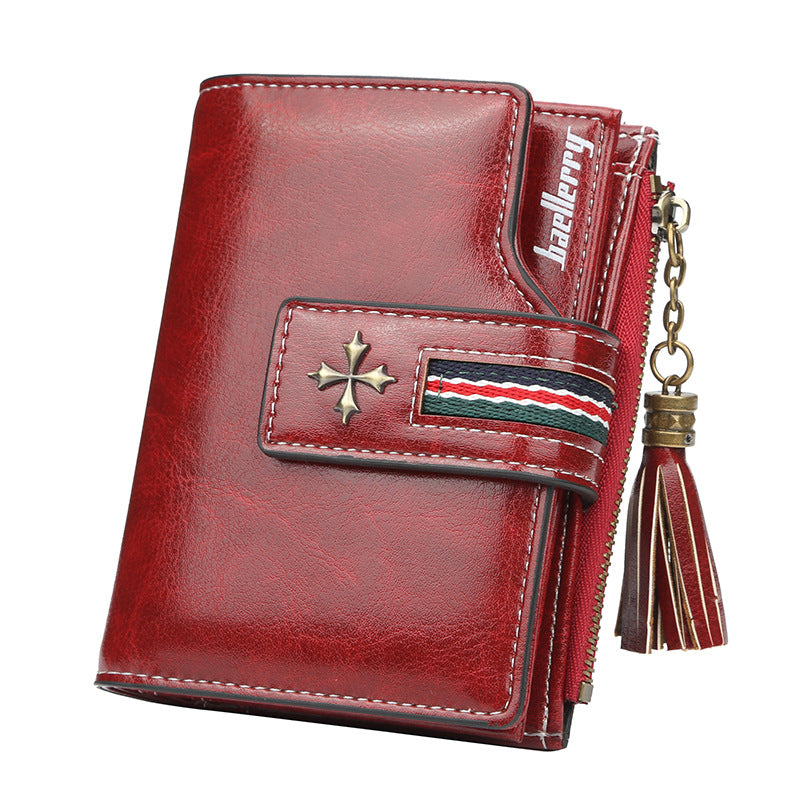 Creative Women's Personalized Tassel Zipper Short Ladies Wallets