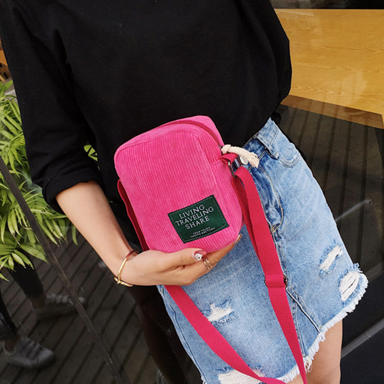 Fashion Stylish Korean Style Simple Corduroy Shoulder Bags