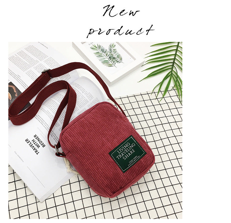 Fashion Stylish Korean Style Simple Corduroy Shoulder Bags