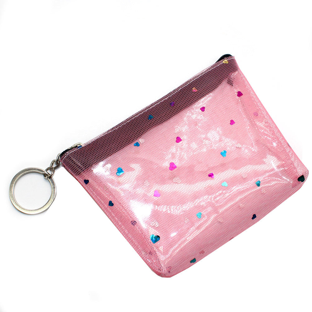 Durable Love Transparent Mesh Zipper Activity Coin Purses