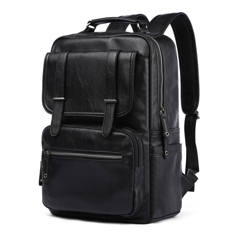 Men's Korean Style Leather Simple Fashion Trend Backpacks