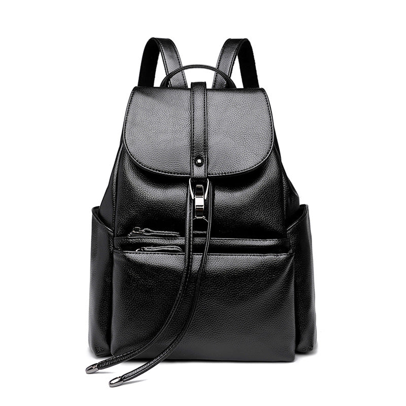 Women's Leather Korean Fashionable Simple Versatile Cowhide Backpacks