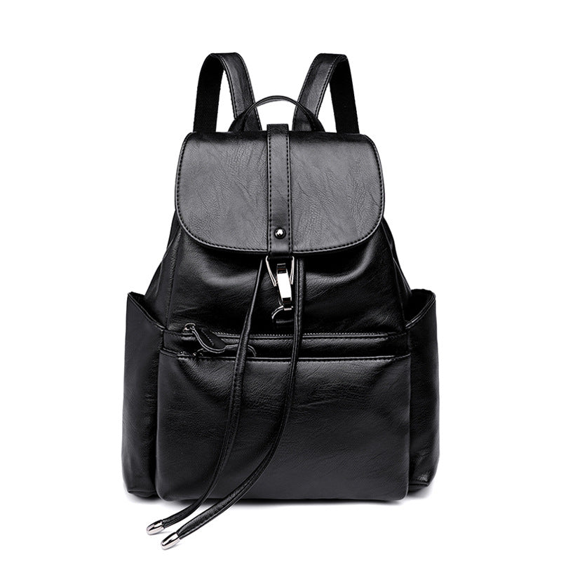 Women's Leather Korean Fashionable Simple Versatile Cowhide Backpacks