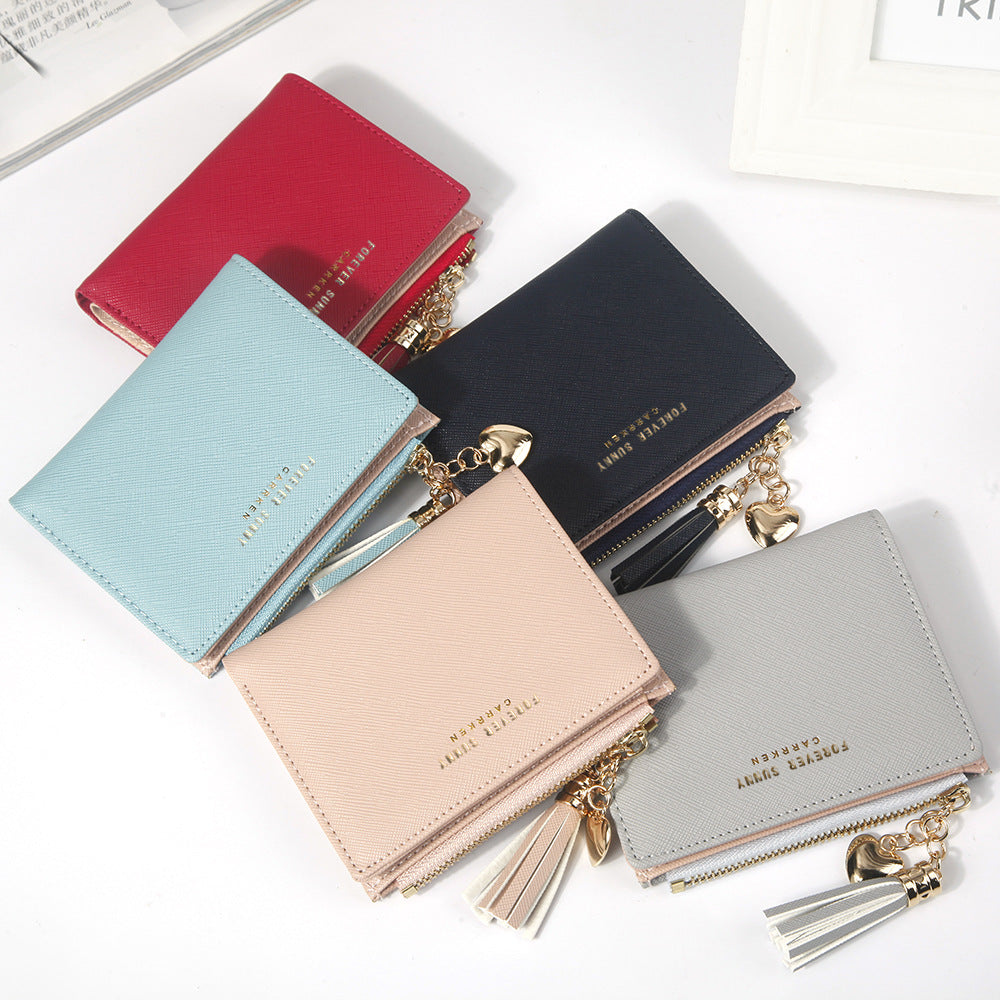 Short Mini Lady's Thin Zipper Korean Ladies Wallets
