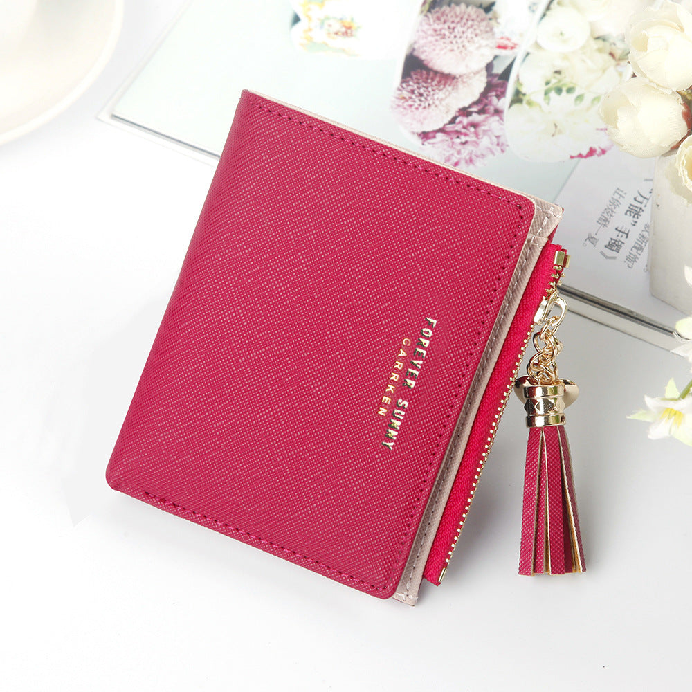 Short Mini Lady's Thin Zipper Korean Ladies Wallets