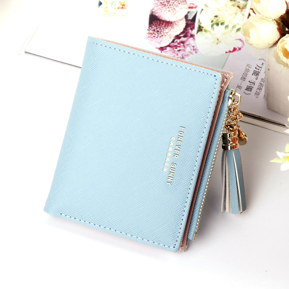 Short Mini Lady's Thin Zipper Korean Ladies Wallets