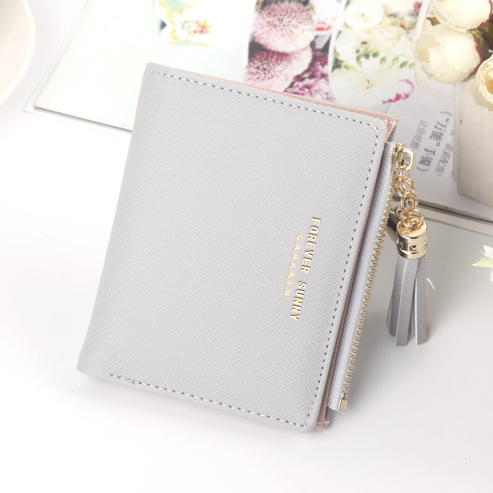 Short Mini Lady's Thin Zipper Korean Ladies Wallets