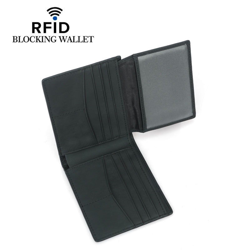 Carbon Fiber Pattern Swiping Short Top Layer Leather For Men's Wallets
