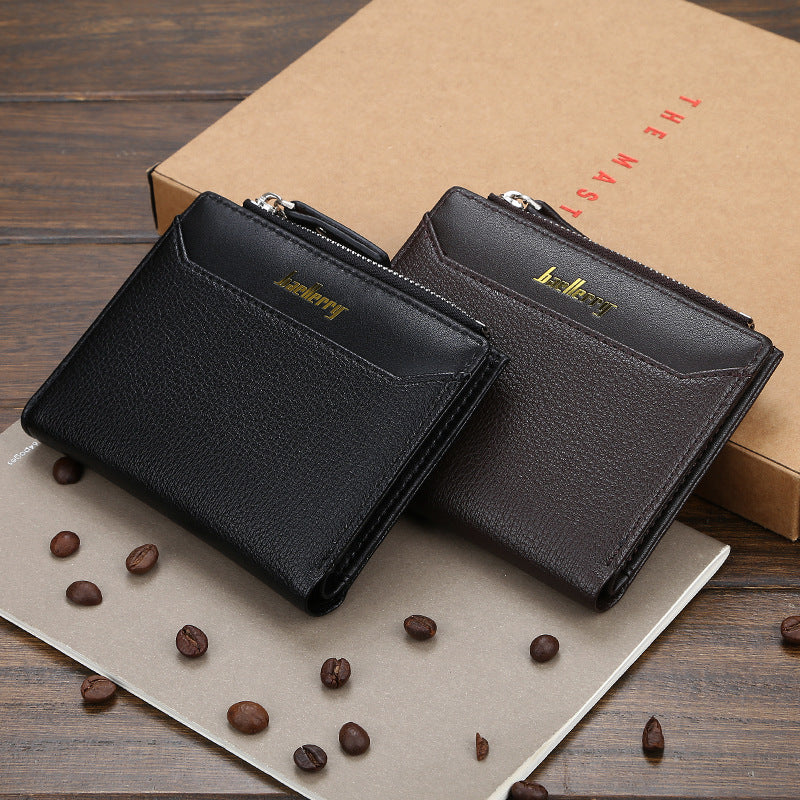 Attractive Men's Fashion Short Zipper Open Men's Wallets