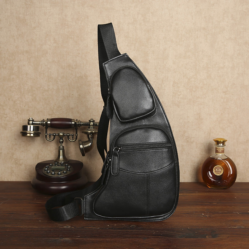 Graceful Men's Comfortable Trendy Close-fitting Leather Men's Chest Bags