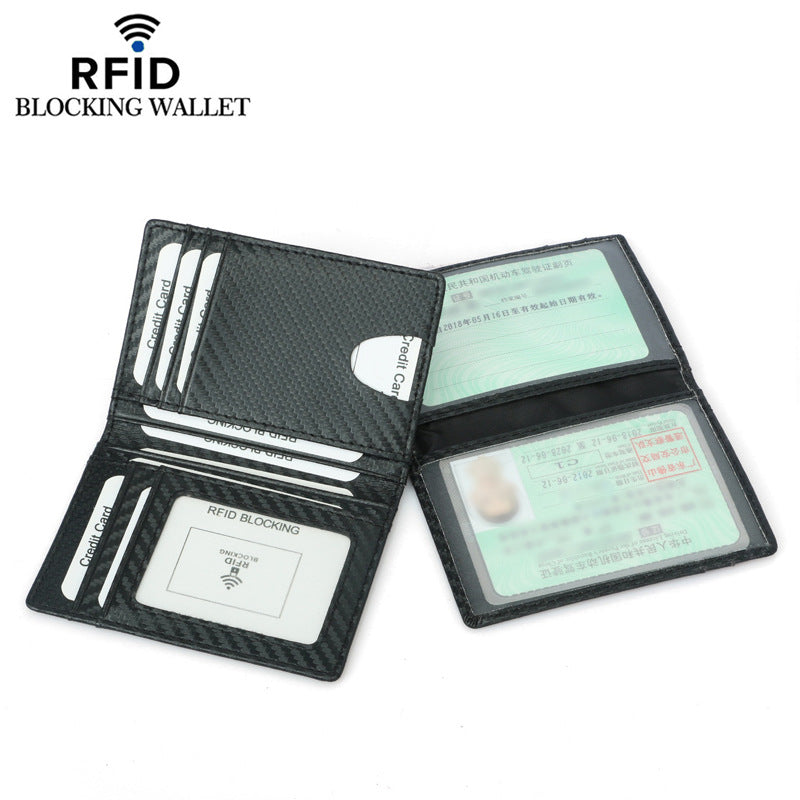 Men's Carbon Fiber Texture Lightweight Driving License Card Holder