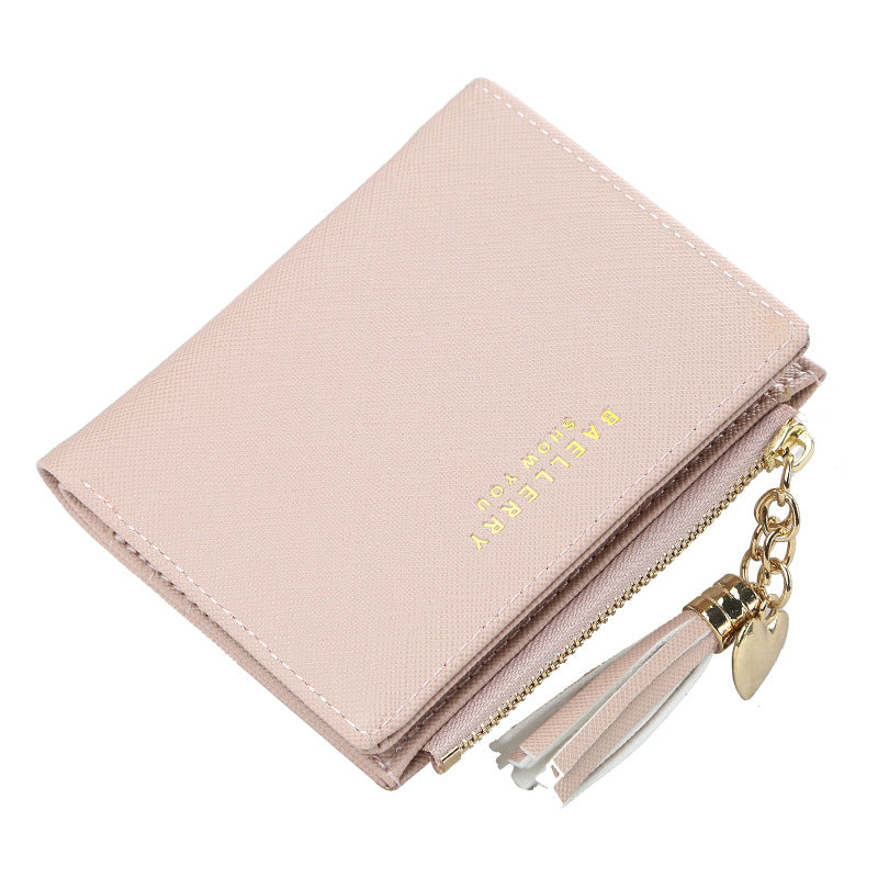 Women's Style Multiple Slots Cross Pattern Tassel Ladies Wallets