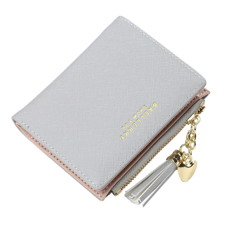 Women's Style Multiple Slots Cross Pattern Tassel Ladies Wallets