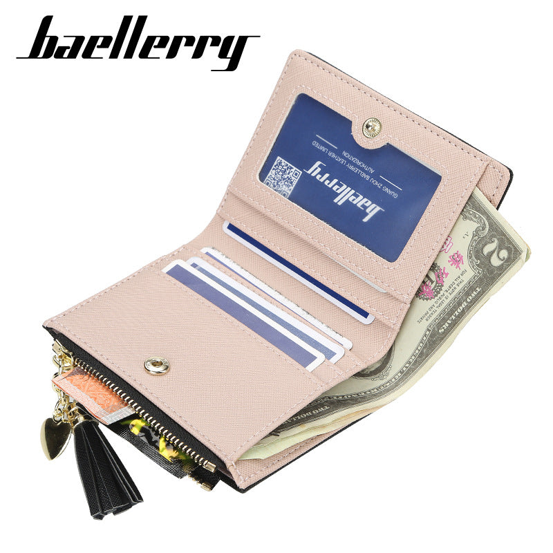 Women's Style Multiple Slots Cross Pattern Tassel Ladies Wallets