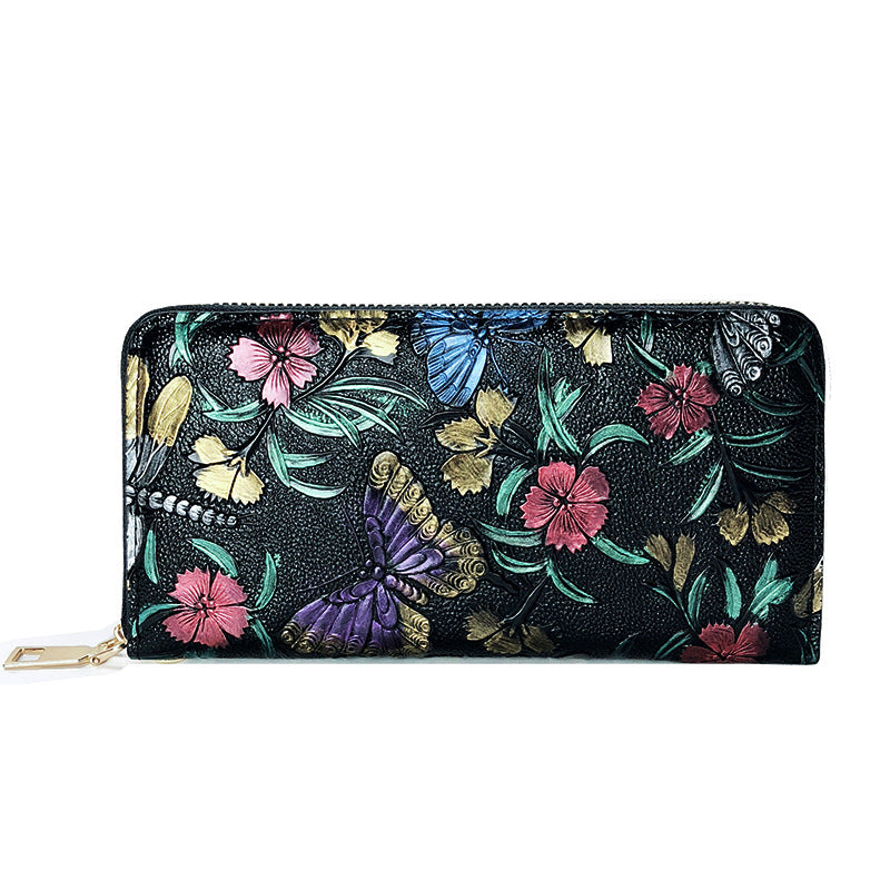 Women's Long Fashion Embossing Zipper Lady's Mobile Ladies Wallets