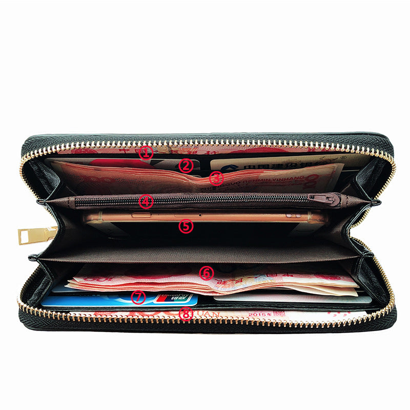 Women's Long Fashion Embossing Zipper Lady's Mobile Ladies Wallets