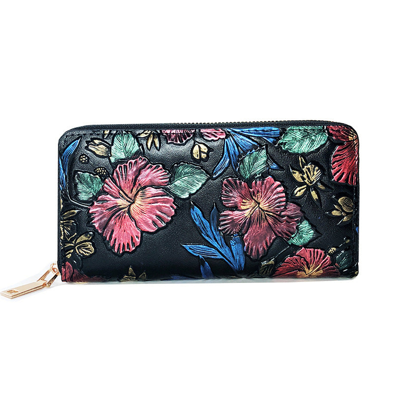 Women's Long Fashion Embossing Zipper Lady's Mobile Ladies Wallets