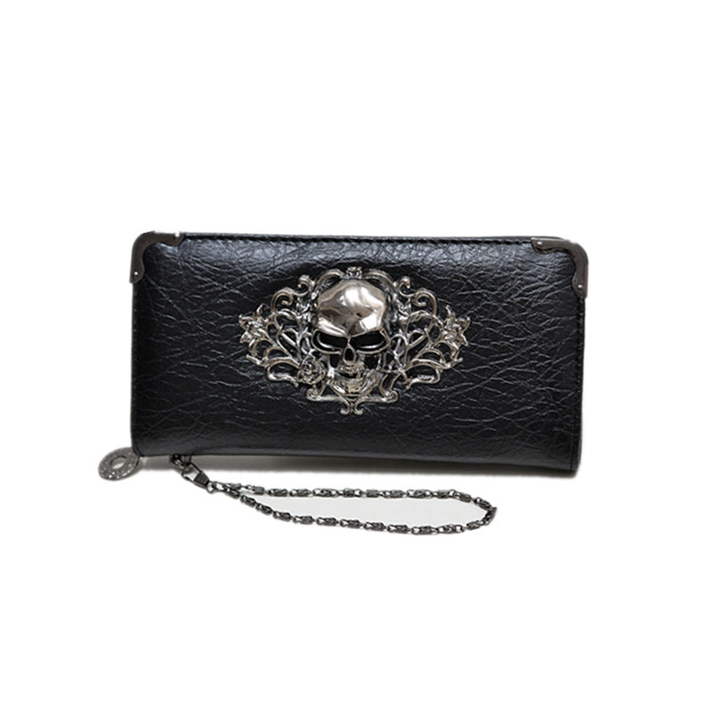 Men's Skull Fashion Personality Long Punk Clutch Handbags