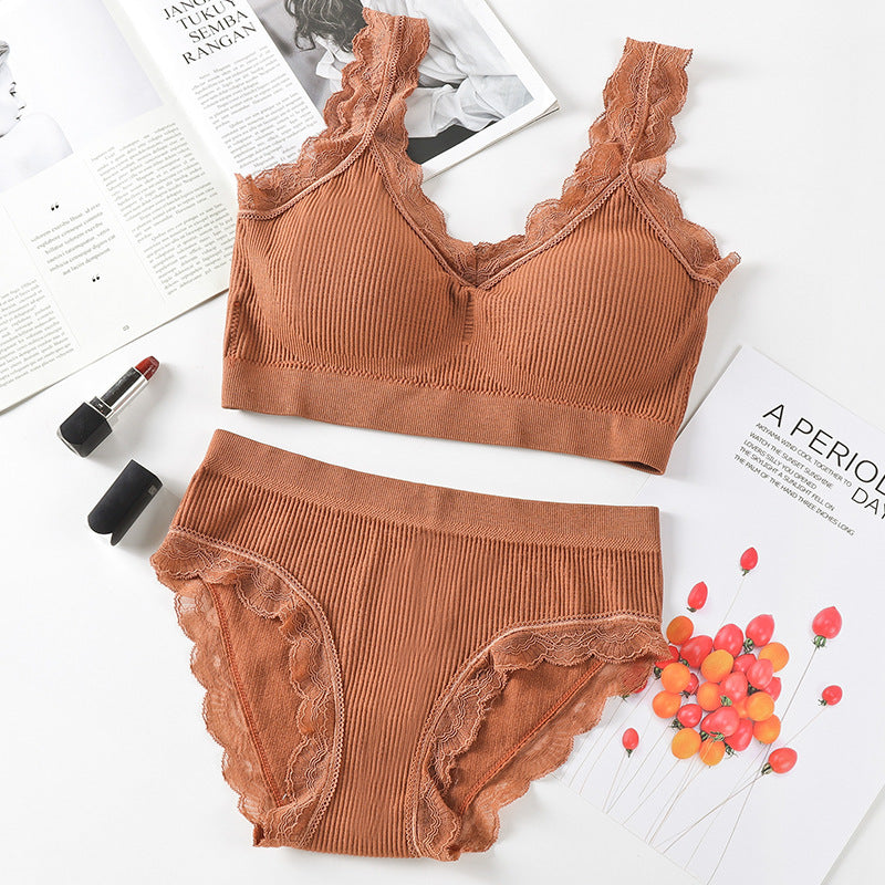 Style Bandeau Lace Tube Top Suit Lingerie Sets