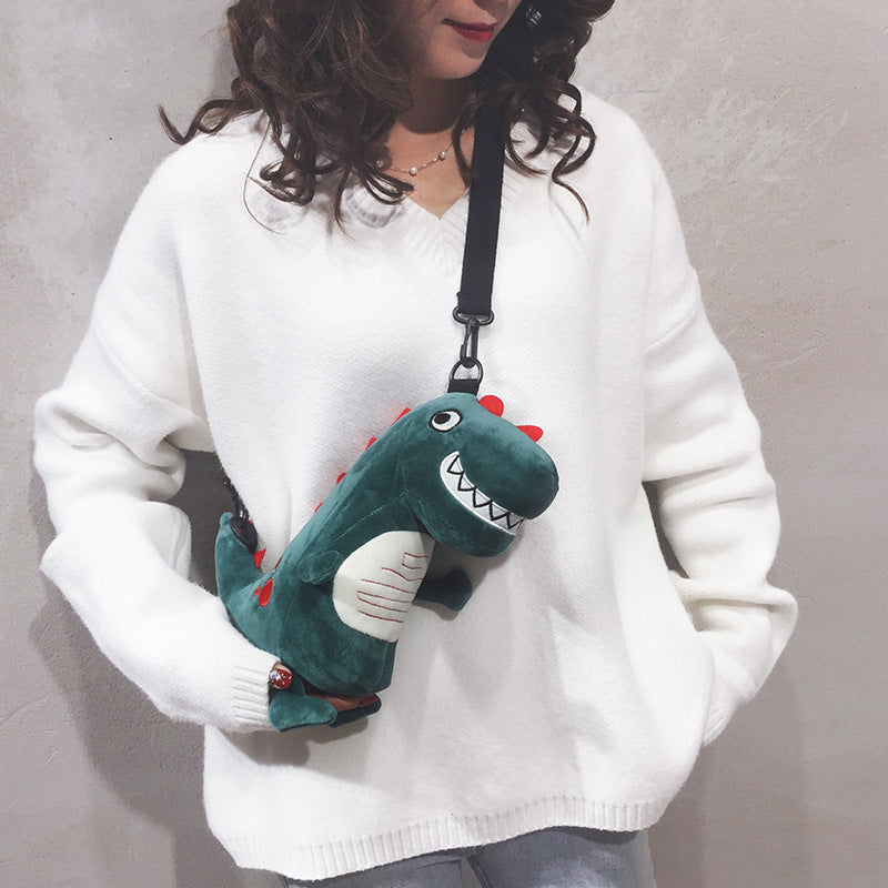 Women's Cartoon Dinosaur Doll Cute Personality Ugly Shoulder Bags