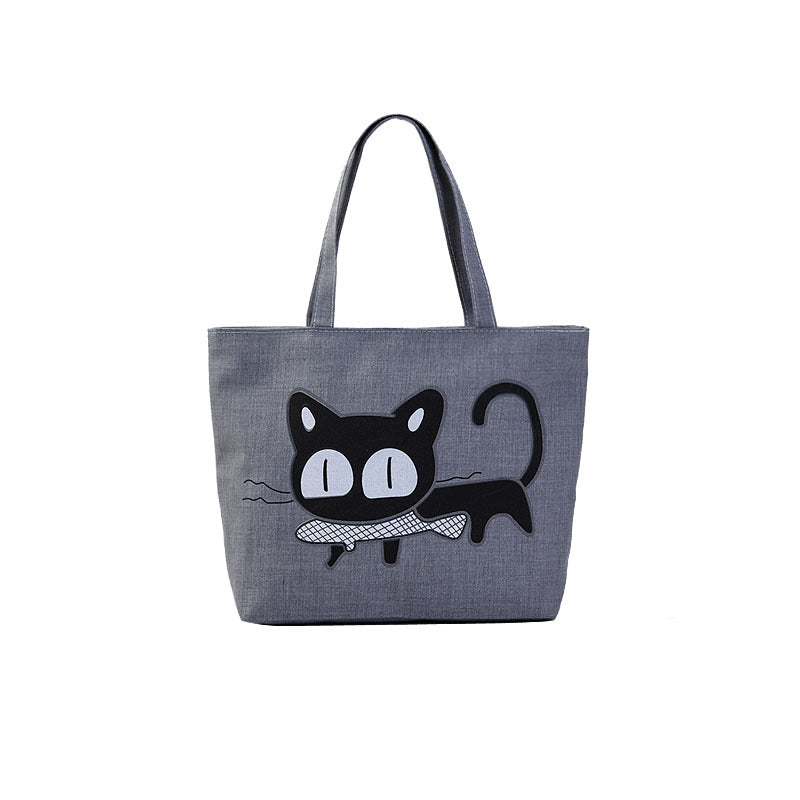 Women's Canvas Printed Simple Portable Large Capacity Shopping Bags