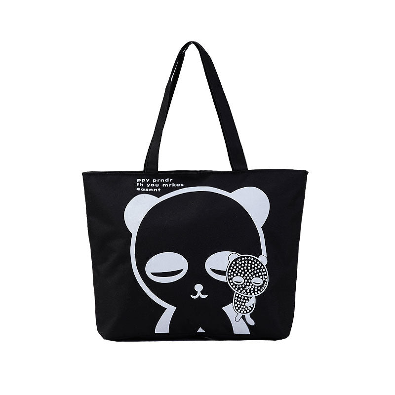 Women's Canvas Printed Simple Portable Large Capacity Shopping Bags