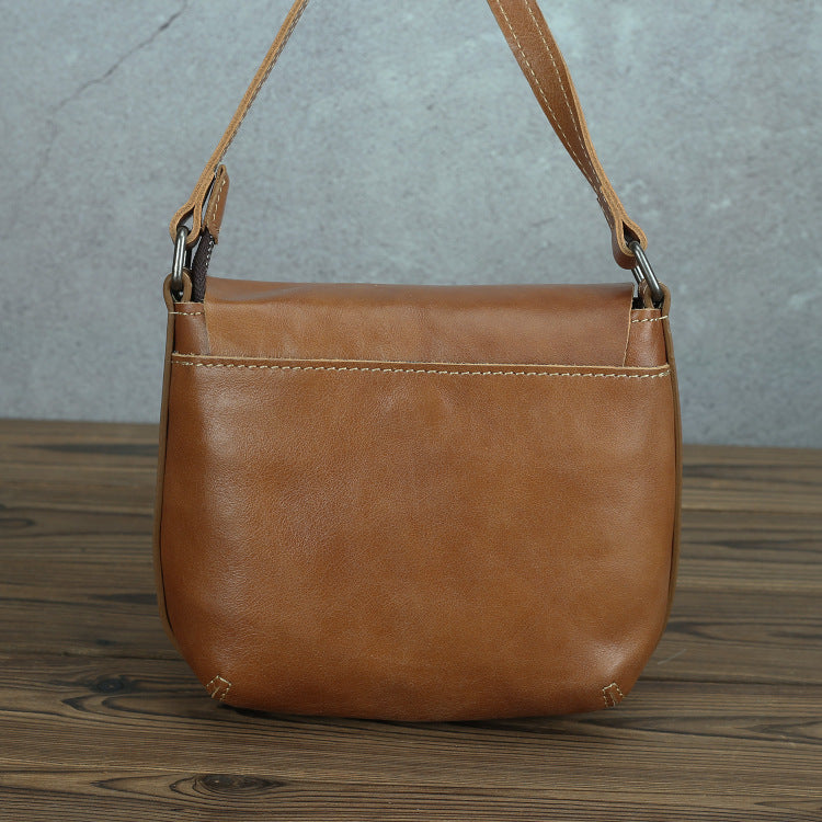 Women's Genuine Leather First Layer Cowhide Retro Simple Pouch Male And Shoulder Bags