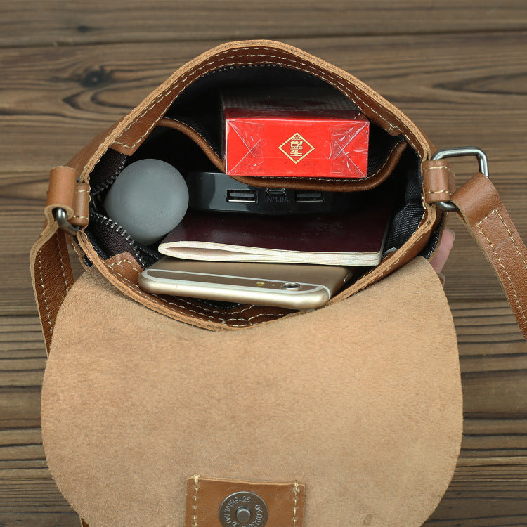 Women's Genuine Leather First Layer Cowhide Retro Simple Pouch Male And Shoulder Bags