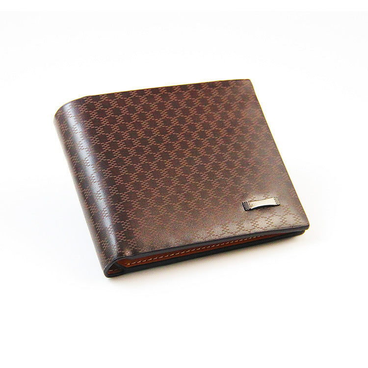 Men's Korean Style Short Plaid Multiple Slots Men's Wallets