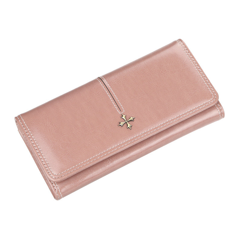 Women's Korean Style Large Capacity Zipper Cell Clutch Glossy Multiple Slots Ladies Wallet
