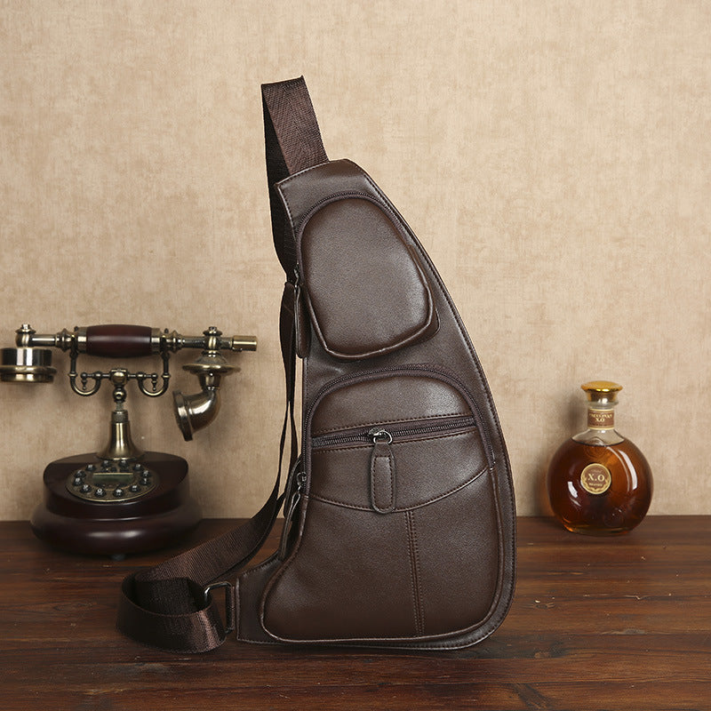 Graceful Men's Comfortable Trendy Close-fitting Leather Men's Chest Bags