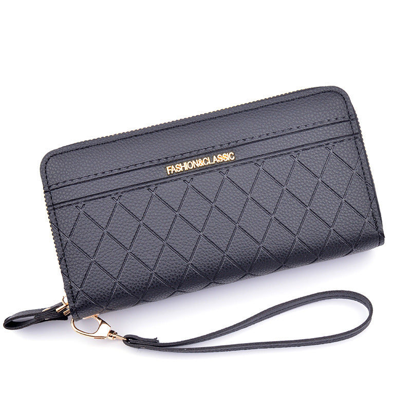 Women's Double Zip Long Plaid Clutch Korean Style Change And Ladies Wallets