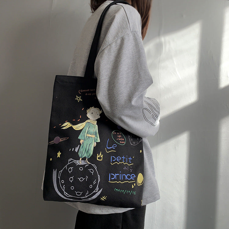 Canvas Female Cute Literary Fresh Cartoon Large Shoulder Bags