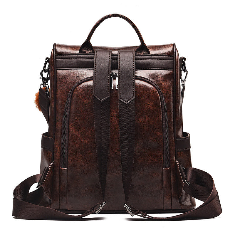 Women's Korean Fashion Soft Leather Street Backpacks