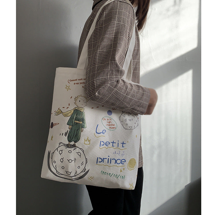 Canvas Female Cute Literary Fresh Cartoon Large Shoulder Bags